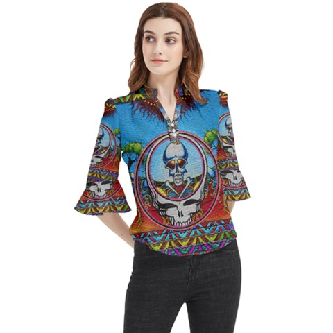 Grateful Dead Wallpapers Loose Horn Sleeve Chiffon Blouse by Mog4mog4