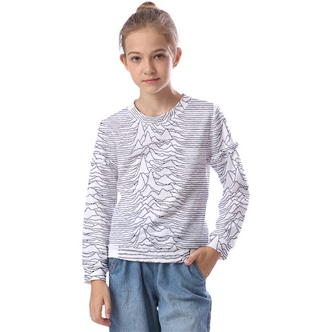 Joy Division Unknown Pleasures Post Punk Kids  Long Sleeve Tee With Frill  by Mog4mog4