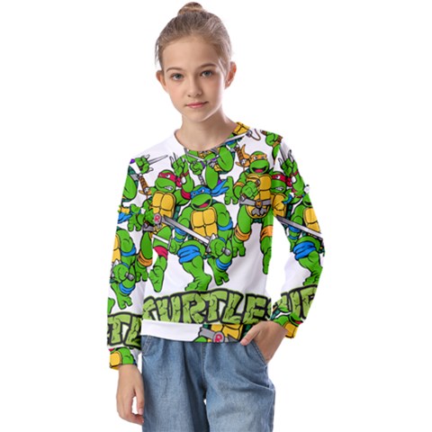 Teenage Mutant Ninja Turtles Kids  Long Sleeve Tee With Frill  by Mog4mog4