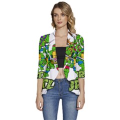 Teenage Mutant Ninja Turtles Women s 3/4 Sleeve Ruffle Edge Open Front Jacket by Mog4mog4