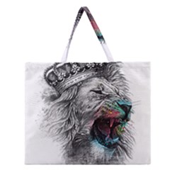 Lion King Head Zipper Large Tote Bag by Mog4mog4