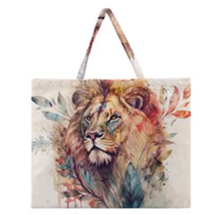 Lion Africa African Art Zipper Large Tote Bag by Mog4mog4