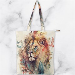 Lion Africa African Art Double Zip Up Tote Bag by Mog4mog4