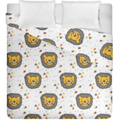 Lion Heads Pattern Design Doodle Duvet Cover Double Side (king Size) by Mog4mog4