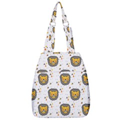 Lion Heads Pattern Design Doodle Center Zip Backpack by Mog4mog4