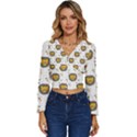 Lion Heads Pattern Design Doodle Long Sleeve V-Neck Top View1