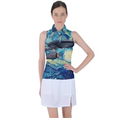 Star Starship The Starry Night Van Gogh Women s Sleeveless Polo Tee by Mog4mog4