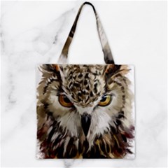 Vector Hand Painted Owl Zipper Grocery Tote Bag by Mog4mog4