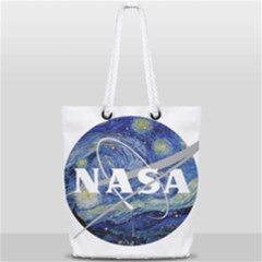 Vincent Van Gogh Starry Night Art Painting Planet Galaxy Full Print Rope Handle Tote (small) by Mog4mog4