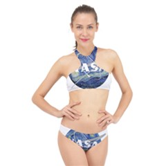 Vincent Van Gogh Starry Night Art Painting Planet Galaxy High Neck Bikini Set by Mog4mog4