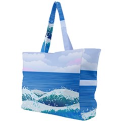 Illustration Landscape Sea Ocean Waves Beach Blue Simple Shoulder Bag by Mog4mog4