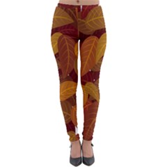 Watercolor Leaves Leaf Orange Lightweight Velour Leggings by Bakwanart