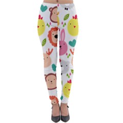 Cute Animals Cartoon Seamless Background Lightweight Velour Leggings by Bakwanart