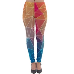 Multicolored Geometric Origami Idea Pattern Lightweight Velour Leggings by Bakwanart