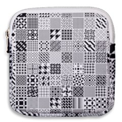 Black And White Geometric Patterns Mini Square Pouch by Bakwanart