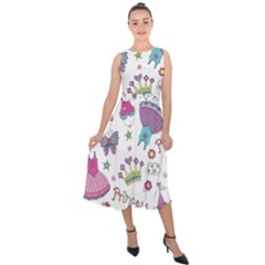 Princess Element Background Material Midi Tie-back Chiffon Dress by Bakwanart