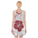 Red Hibiscus Flowers Art V-Neck Sleeveless Dress View2