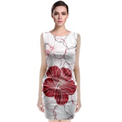 Red Hibiscus Flowers Art Classic Sleeveless Midi Dress by Bakwanart