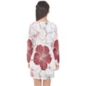 Red Hibiscus Flowers Art Long Sleeve Chiffon Shift Dress  View2