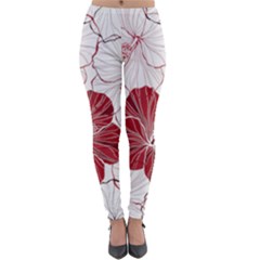 Red Hibiscus Flowers Art Lightweight Velour Leggings by Bakwanart