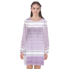 Square Purple Pattern Bead Purple Keffiyeh Purple Geometric Headdress Angle Violet Rectangle Long Sleeve Chiffon Shift Dress  by Bakwanart