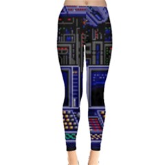 Blue Computer Monitor With Chair Game Digital Wallpaper, Digital Art Leggings  by Bakwanart