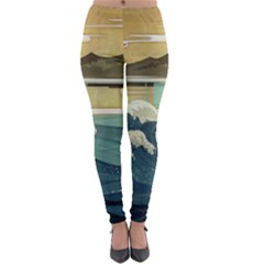 Sea Asia, Waves Japanese Art The Great Wave Off Kanagawa Lightweight Velour Leggings by Bakwanart