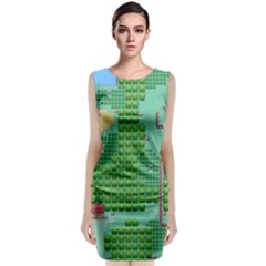 Green Retro Games Pattern Classic Sleeveless Midi Dress by Bakwanart