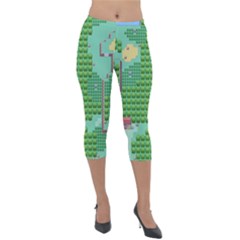 Green Retro Games Pattern Lightweight Velour Capri Leggings  by Bakwanart