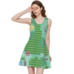 Green Retro Games Pattern Inside Out Racerback Dress by Bakwanart