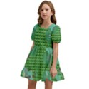 Green Retro Games Pattern Kids  Short Sleeve Dolly Dress View2