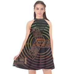 Black And Green Area Rug Neon Genesis Evangelion Computer Communication Halter Neckline Chiffon Dress  by Bakwanart