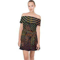 Black And Green Area Rug Neon Genesis Evangelion Computer Communication Off Shoulder Chiffon Dress by Bakwanart