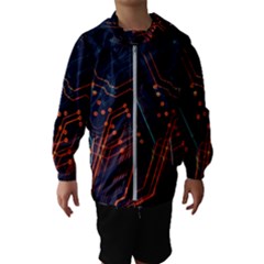 Abstract Colorful Circuit Kids  Hooded Windbreaker by Bakwanart