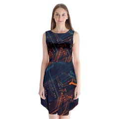 Abstract Colorful Circuit Sleeveless Chiffon Dress   by Bakwanart