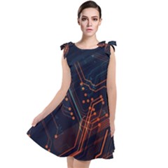 Abstract Colorful Circuit Tie Up Tunic Dress by Bakwanart