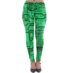 Green Circuit Board Computer Lightweight Velour Leggings by Bakwanart