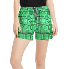 Green Circuit Board Computer Women s Runner Shorts by Bakwanart