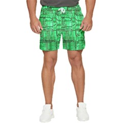 Green Circuit Board Computer Men s Runner Shorts by Bakwanart