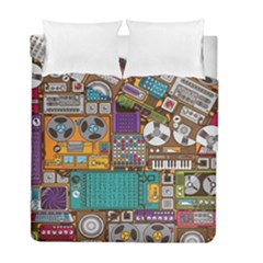 Pattern Design Art Techno Dj Music Retro Music Device Duvet Cover Double Side (full/ Double Size) by Bakwanart