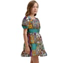 Pattern Design Art Techno Dj Music Retro Music Device Kids  Short Sleeve Dolly Dress View3