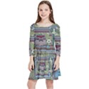 Arcade Game Retro Pattern Kids  Quarter Sleeve Skater Dress View1