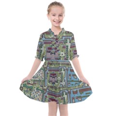 Arcade Game Retro Pattern Kids  All Frills Chiffon Dress by Bakwanart