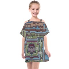 Arcade Game Retro Pattern Kids  One Piece Chiffon Dress by Bakwanart