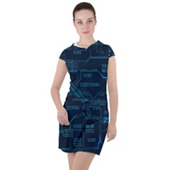 Technology Computer Circuit Boards Electricity Cpu Binary Drawstring Hooded Dress by Bakwanart