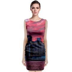 Skyline Sunset United States Reflection Usa,new York Manhattan Classic Sleeveless Midi Dress by Bakwanart