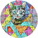 Kitten Cat Pet Animal Adorable Fluffy Cute Kitty Wooden Puzzle Round View1