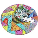 Kitten Cat Pet Animal Adorable Fluffy Cute Kitty Wooden Puzzle Round View2