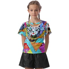 Kitten Cat Pet Animal Adorable Fluffy Cute Kitty Kids  Front Cut Tee by 99art