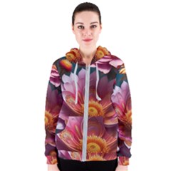 Pink Flowers Petals Blossoms Blooms Art Women s Zipper Hoodie by 99art